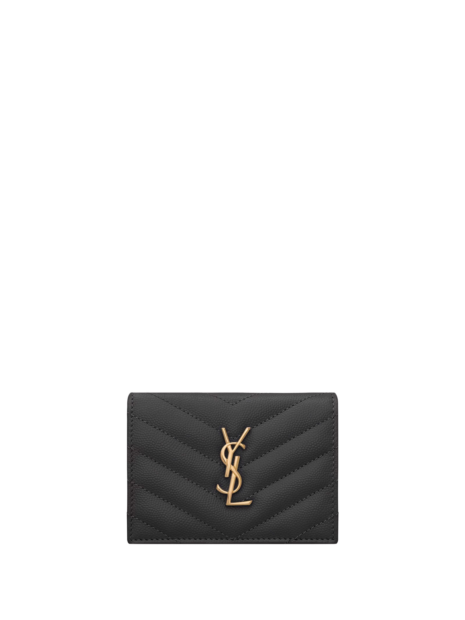 SAINT LAURENT Mini Matelassé Wallet with Press-Stud Closure