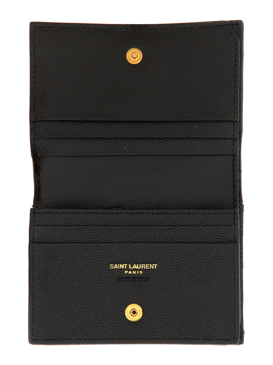 SAINT LAURENT Mini Matelassé Flap Card Holder