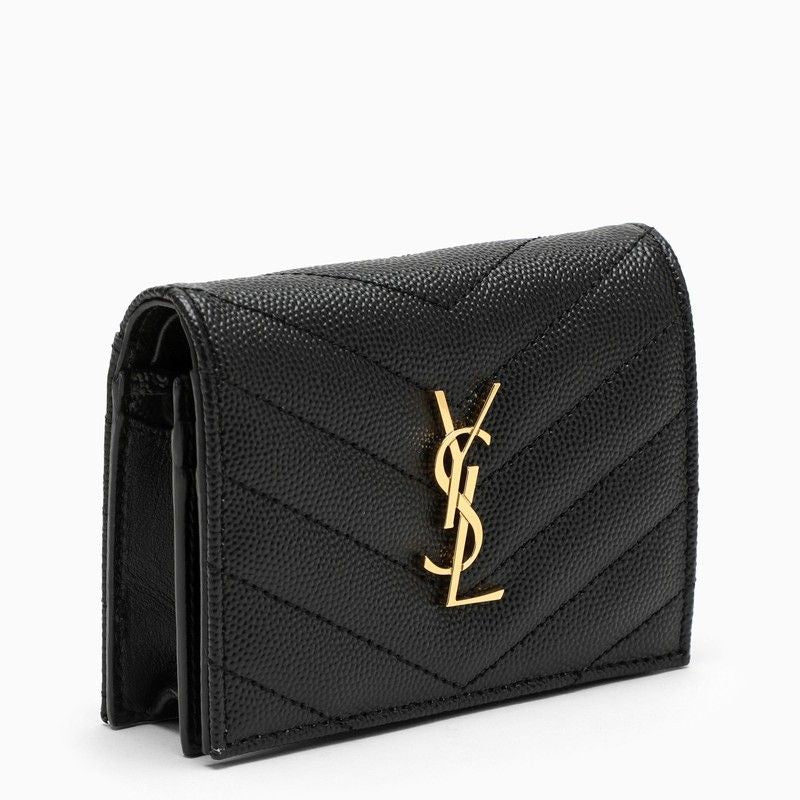 SAINT LAURENT Mini Matelassé Wallet with Press-Stud Closure