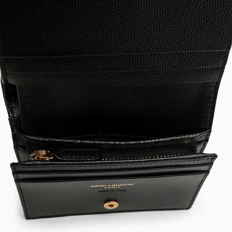 SAINT LAURENT Mini Matelassé Wallet with Press-Stud Closure