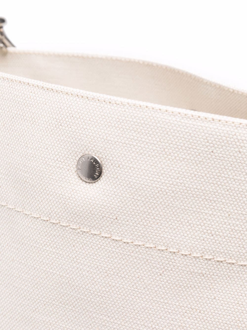 SAINT LAURENT Two-Tone Canvas and Leather Medium Bucket Handbag