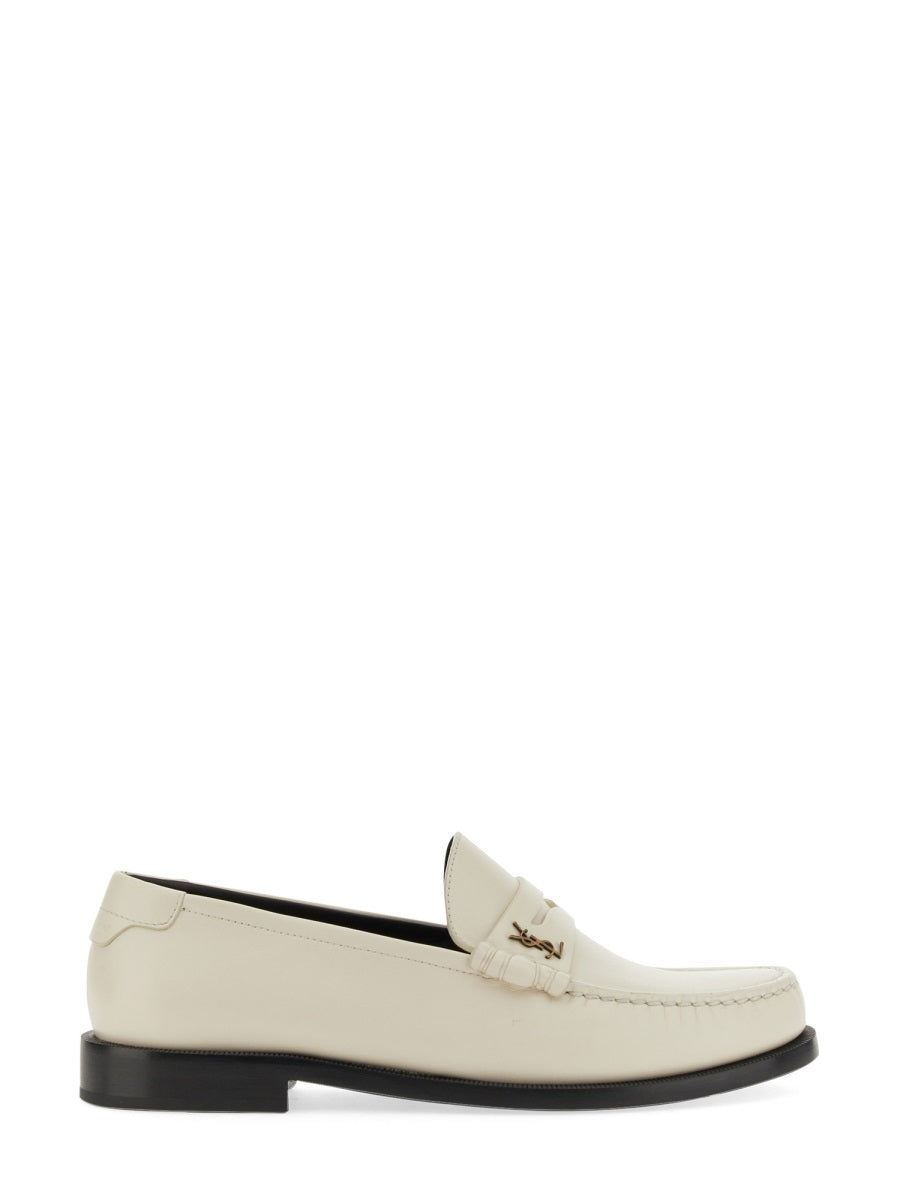 SAINT LAURENT Leather Moccasin Loafer with 1.5 CM Heel
