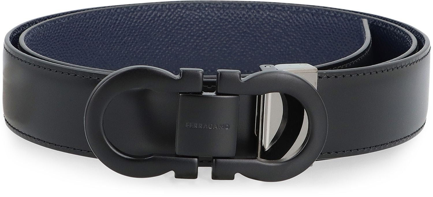 Ferragamo Reversible Leather Belt with Gancini Hook (3 CM Height)