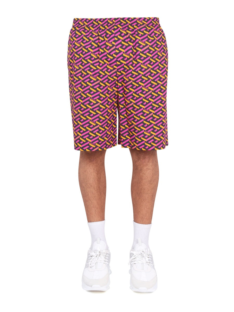 VERSACE Men's Mini Shorts with Greek Print