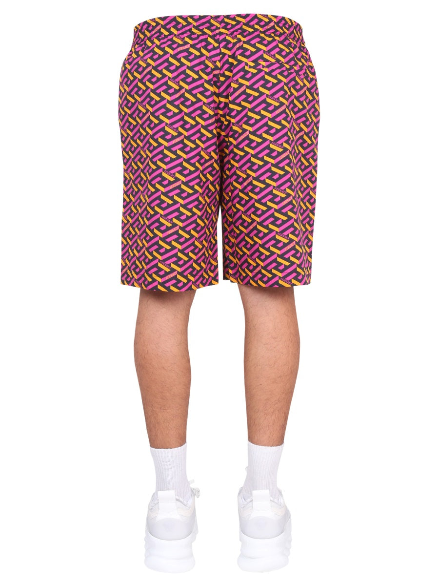 VERSACE Men's Mini Shorts with Greek Print