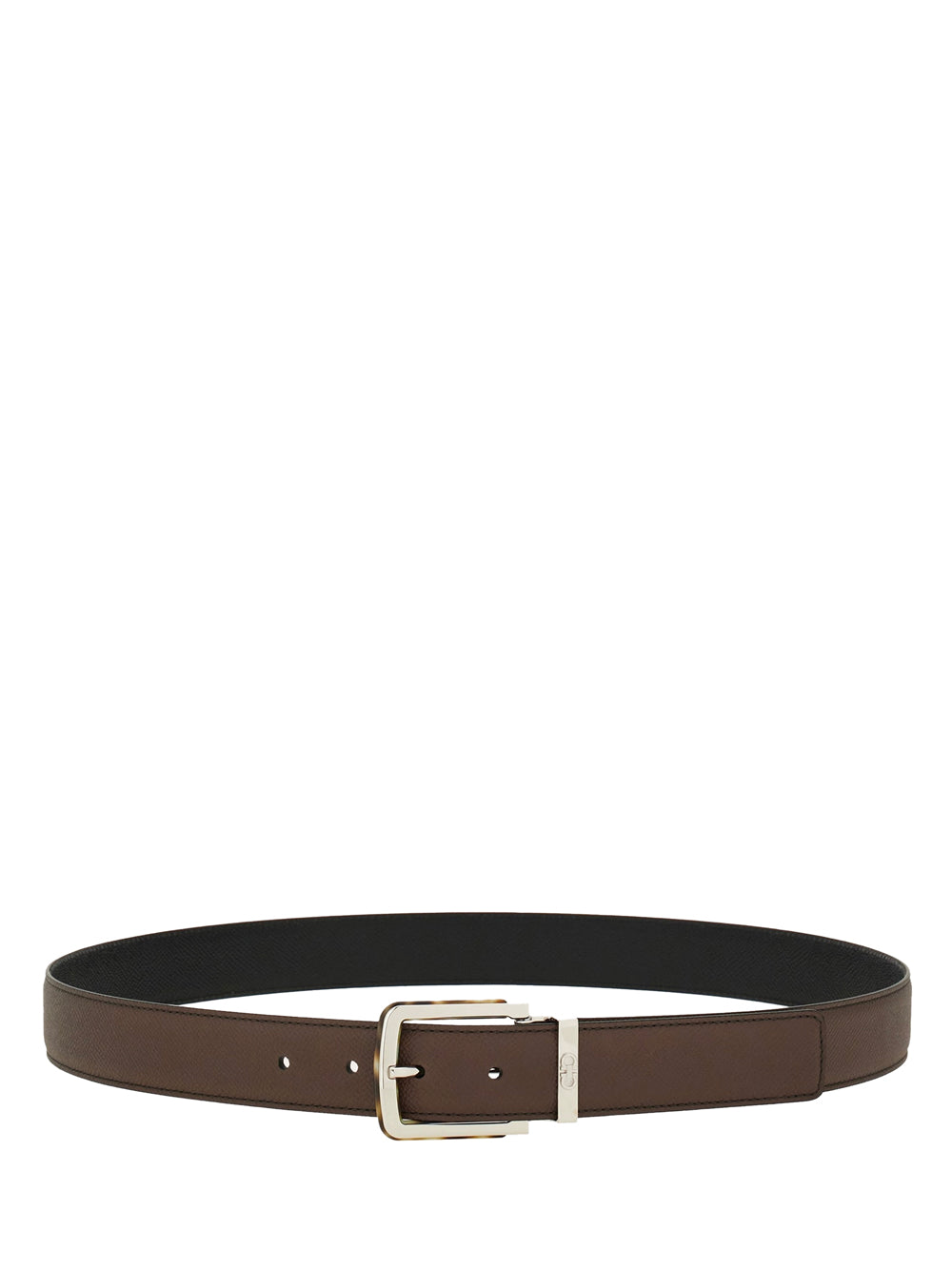Ferragamo Two-Tone Reversible Belt with Tortoiseshell Resin Edge Buckle