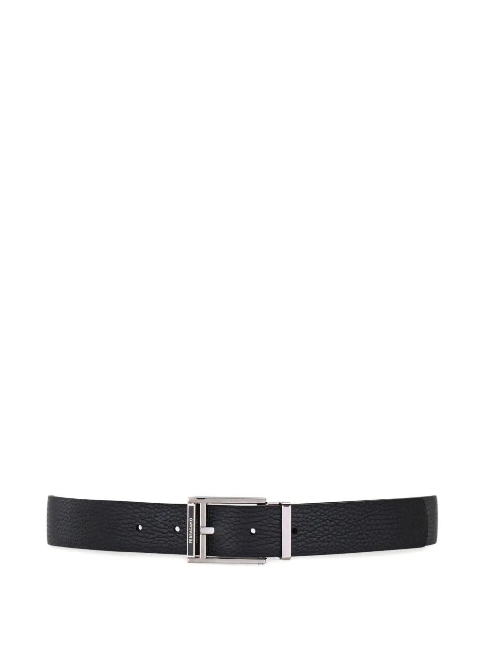 Ferragamo Square Buckle Reversible and Adjustable Grained Leather Belt for Men