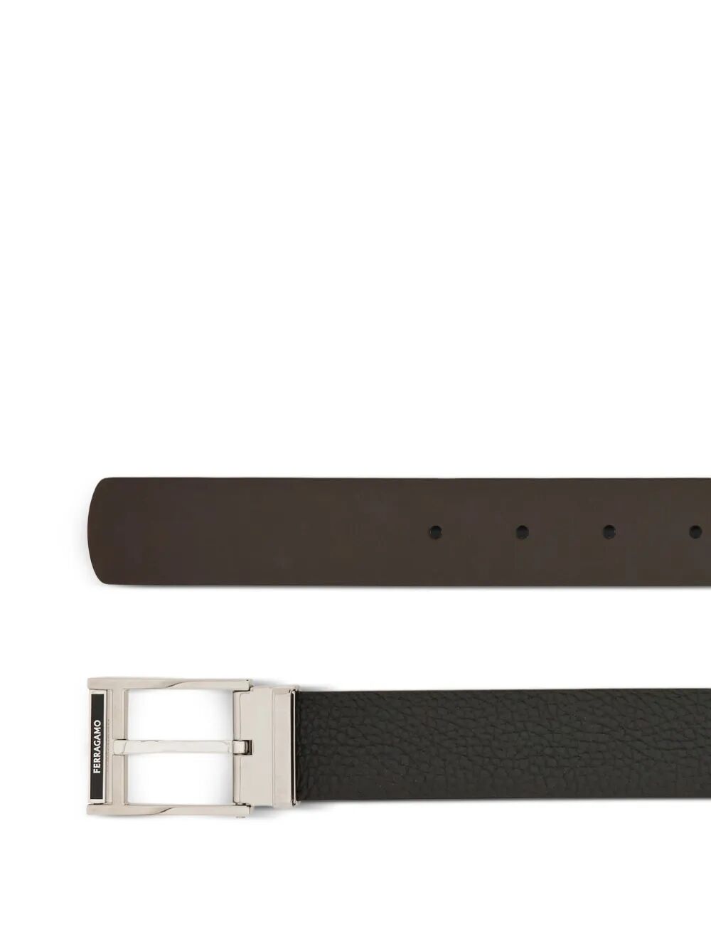 Ferragamo Basketweave Effect Leather Belt with Square Buckle - 3.5 cm Height