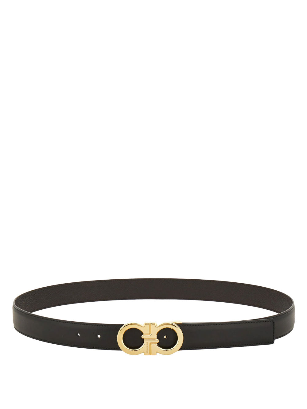 Ferragamo Grained Leather Reversible Gancini Hook Belt - 3cm Height