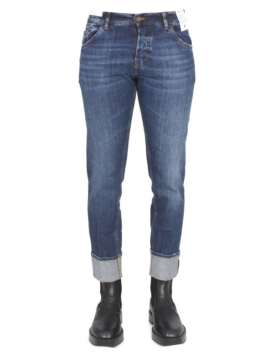 PT TORINO Trendy Men's Jeans with Button and Zipper Closure