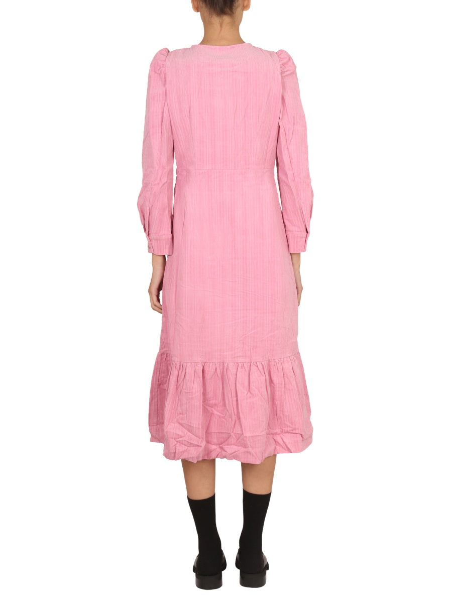 BAUM UND PFERDGARTEN MIDI DRESS WITH NECKLACE AND FRONT ZIPPER