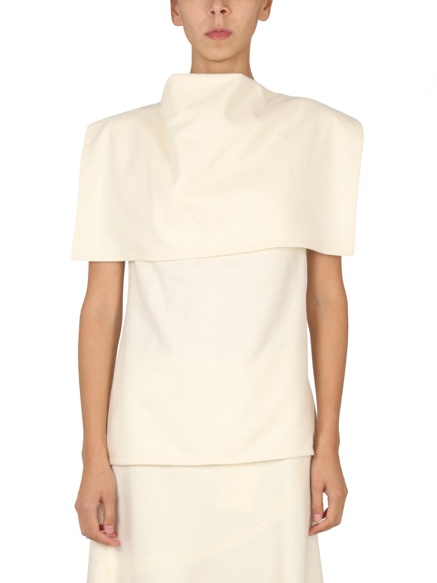 JIL SANDER Wool Round Shoulder Top