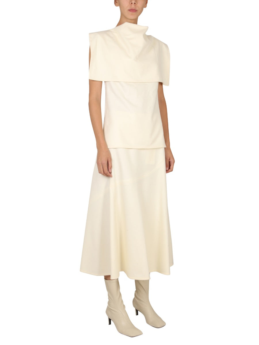 JIL SANDER Wool Round Shoulder Top