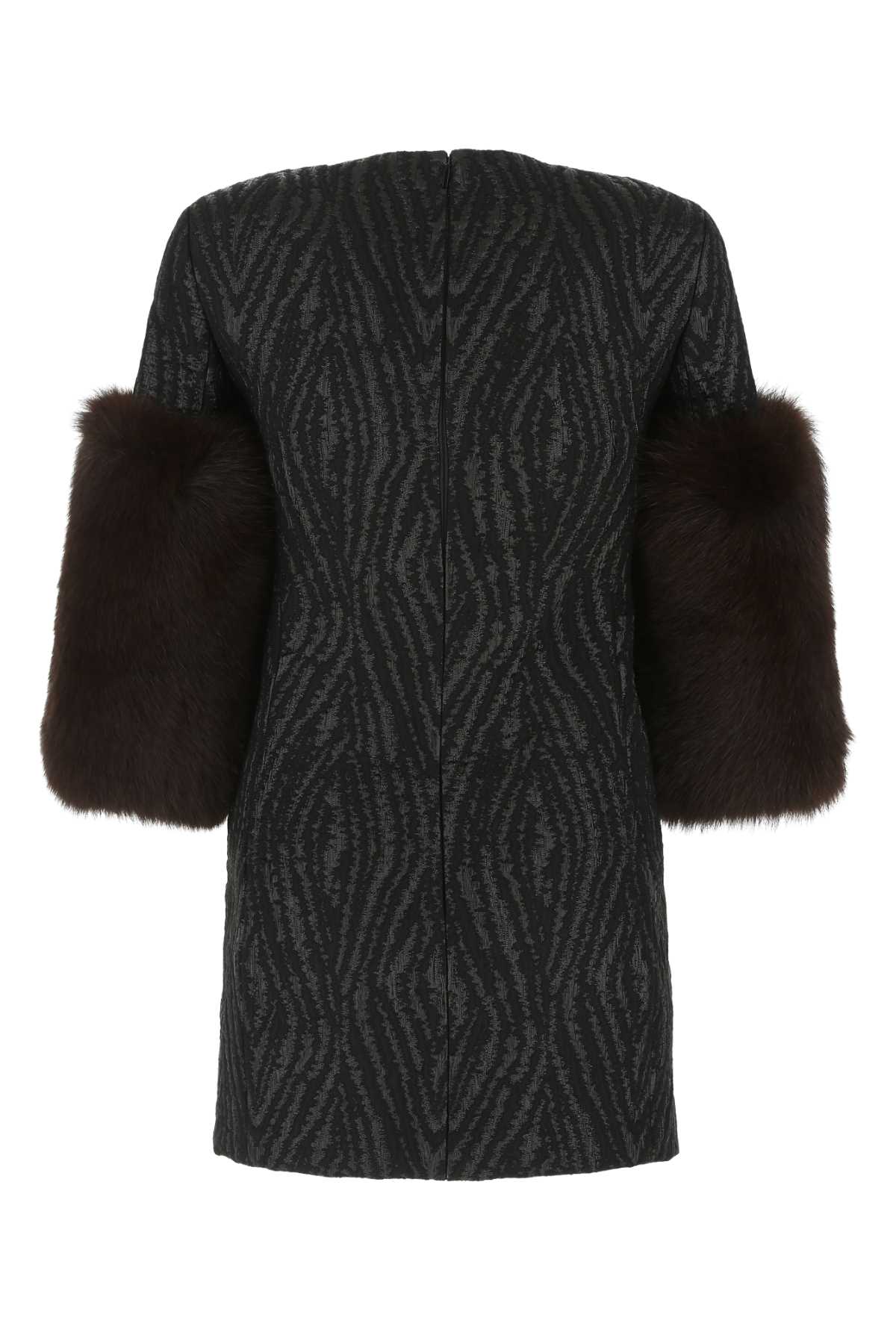 SAINT LAURENT Chic Mini Dress with Elegant Damask Texture