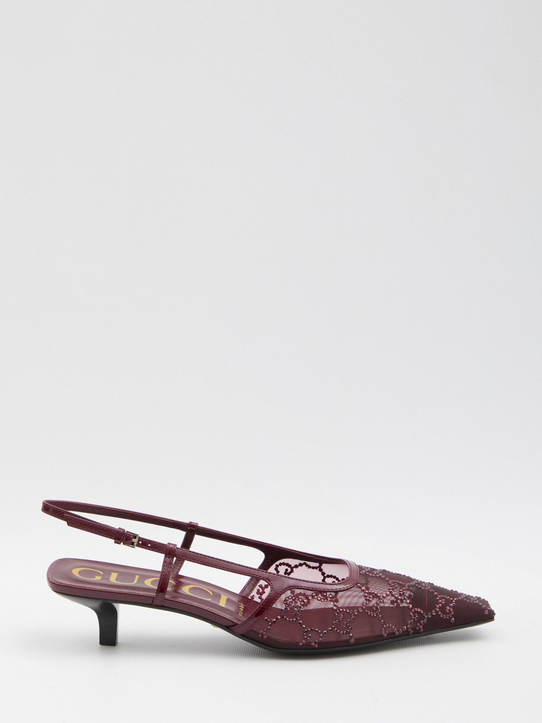 GUCCI Crystal-Embellished Pumps with Back Buckle Closure - Heel Height: 3.5 cm