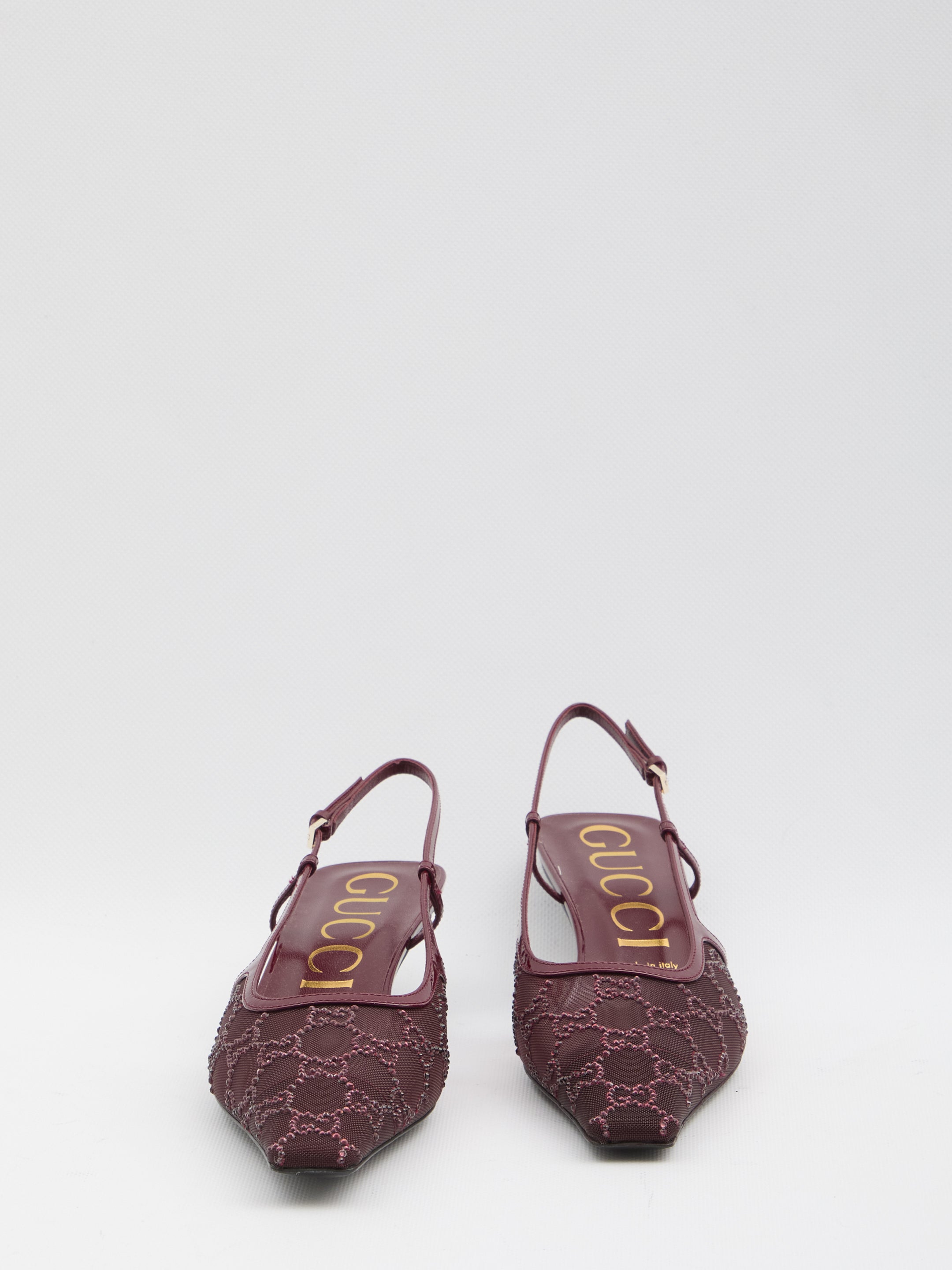 GUCCI Crystal-Embellished Pumps with Back Buckle Closure - Heel Height: 3.5 cm