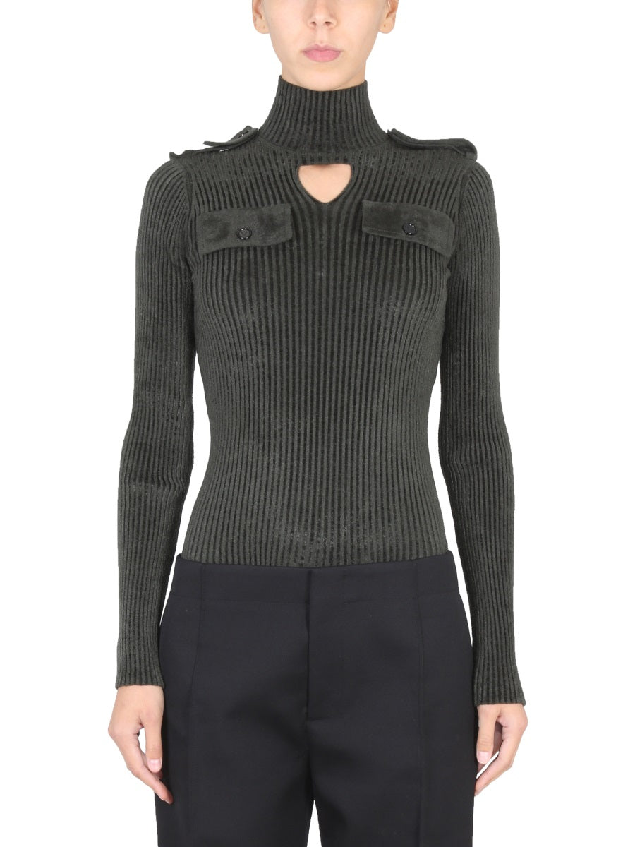 BOTTEGA VENETA High-Neck Military Sweater - Women's