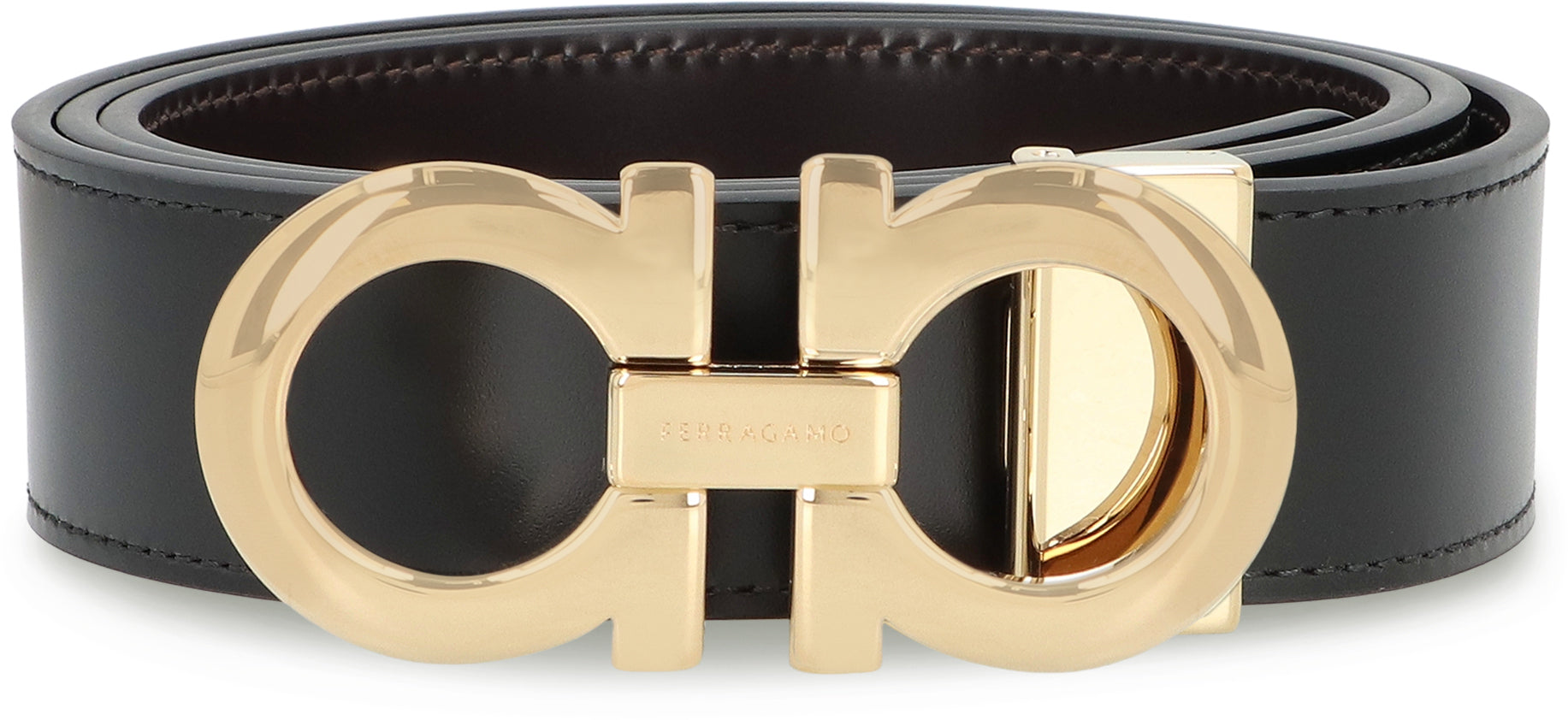 Ferragamo Reversible Leather Belt with Gancini Hook - 3.5 cm Height