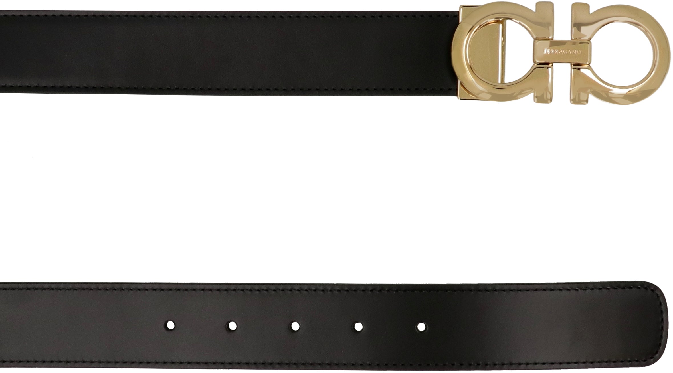 Ferragamo Reversible Leather Belt with Gancini Hook - 3.5 cm Height