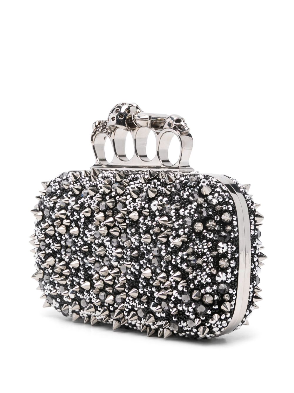 ALEXANDER MCQUEEN Mini Handbag with Crystal Embellishments and Four Ring Handle