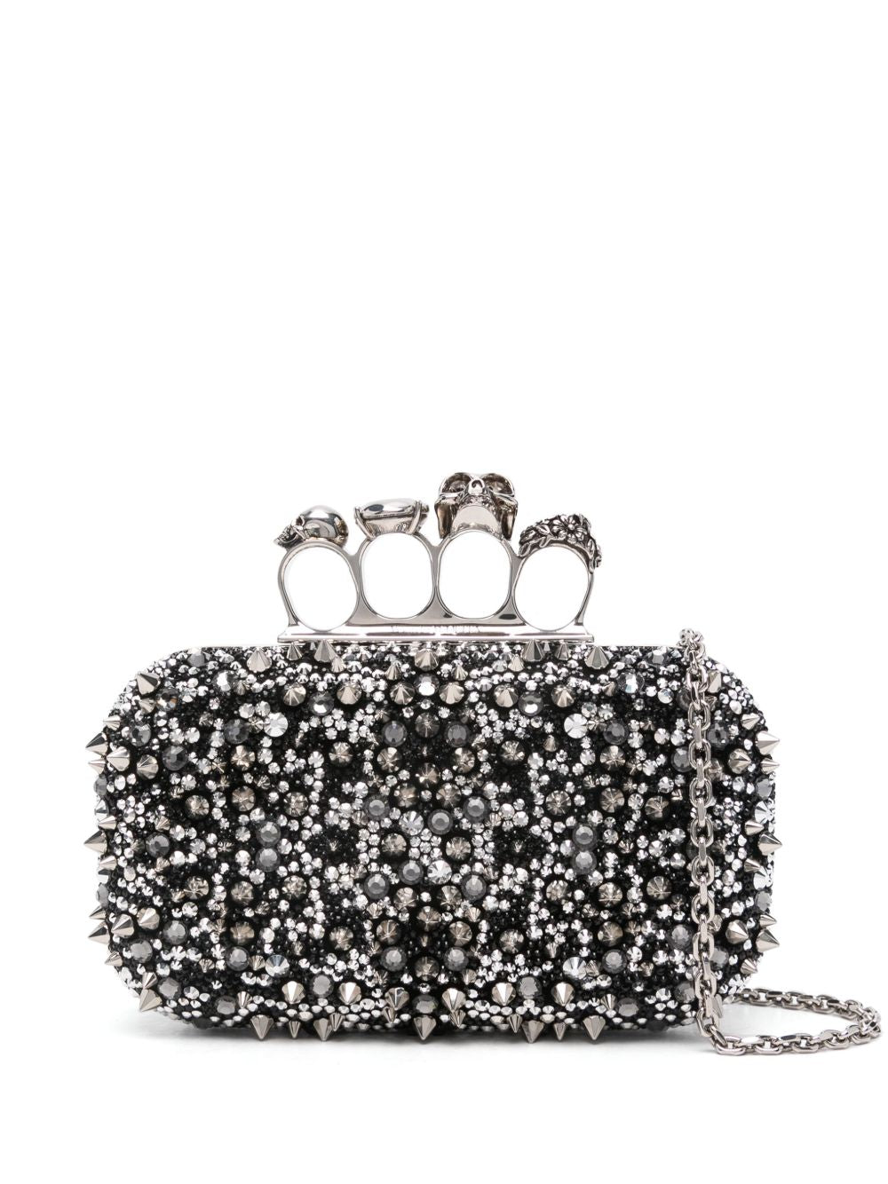 ALEXANDER MCQUEEN Mini Handbag with Crystal Embellishments and Four Ring Handle