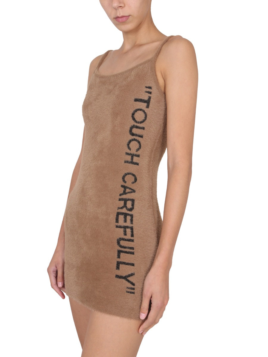 OFF-WHITE Fuzzy Mini Dress with Logo