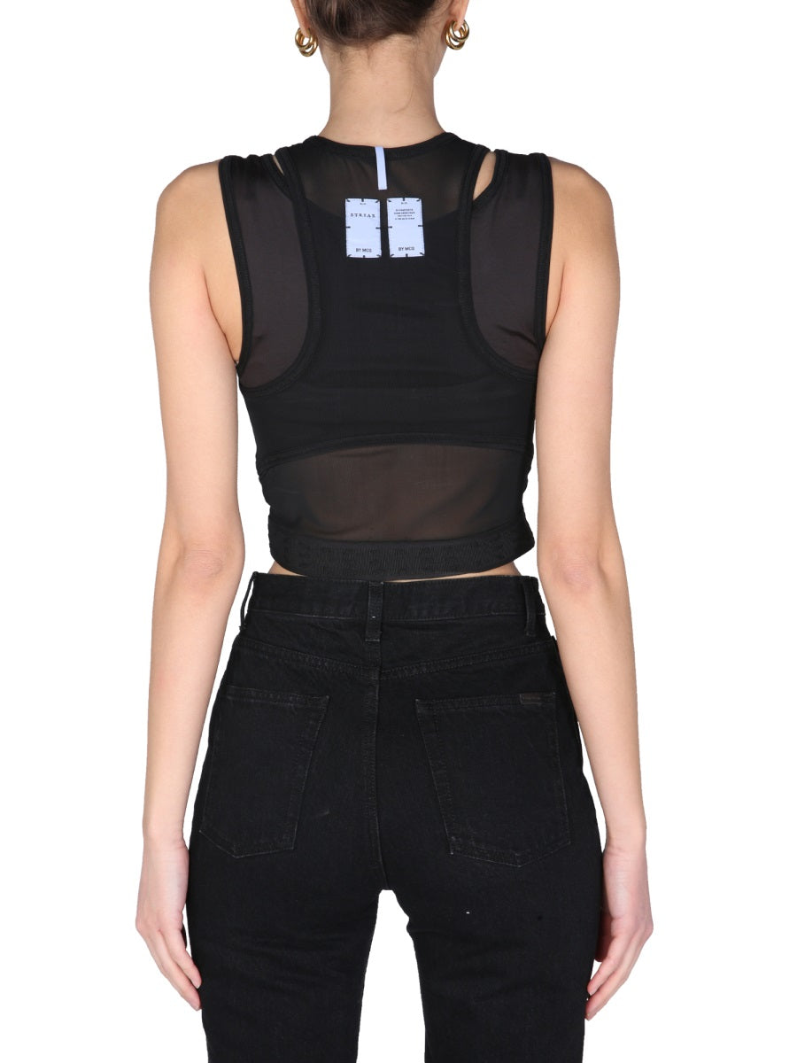 MCQ Panelled Sport Top for Women - Crew Neck