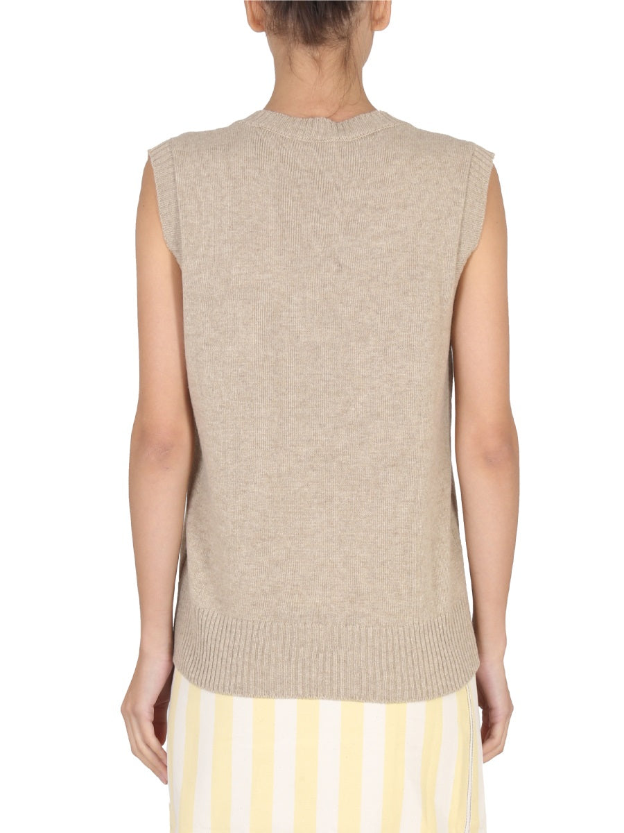 CORMIO V-Neck Ribbed Collar Mini Vest