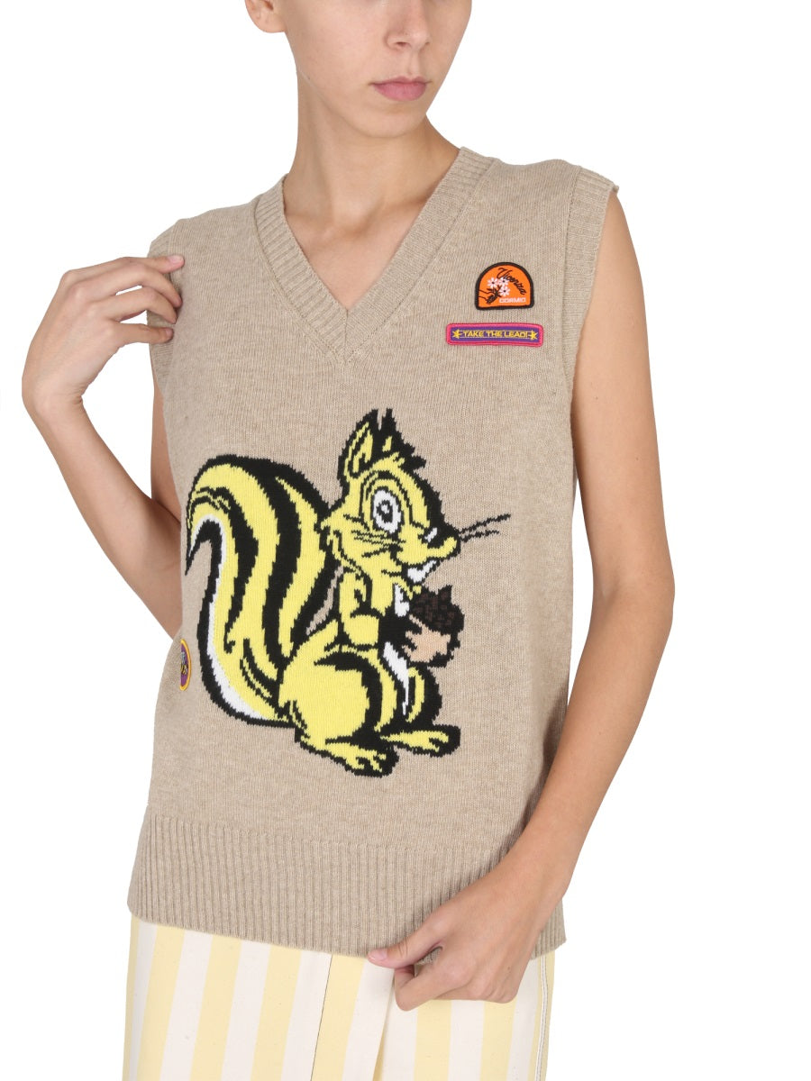 CORMIO V-Neck Ribbed Collar Mini Vest