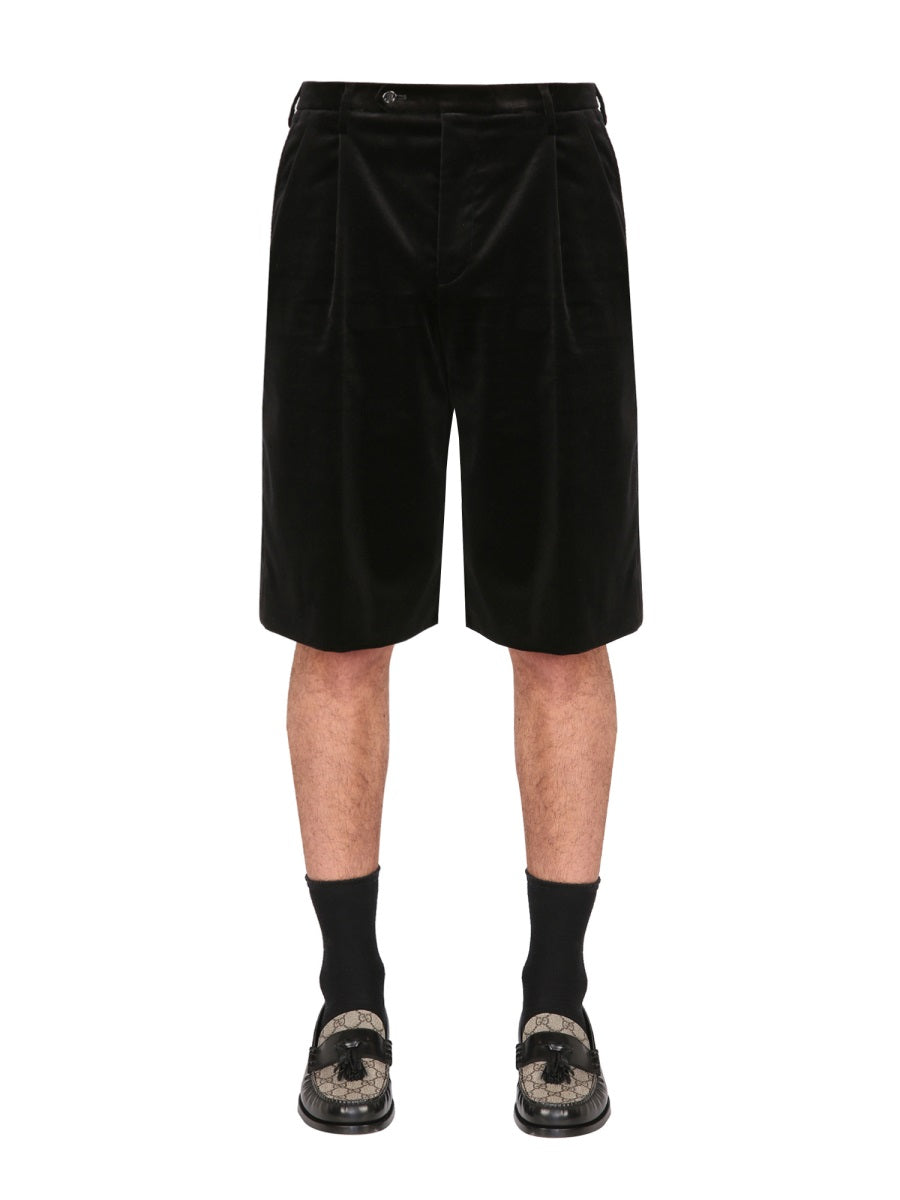 GUCCI Men's Stretch Velvet Shorts