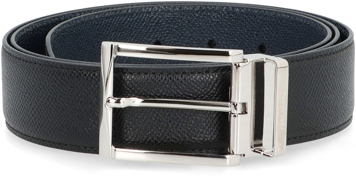 Ferragamo Reversible Leather Belt with Gancini Hook - 3.5 cm Width