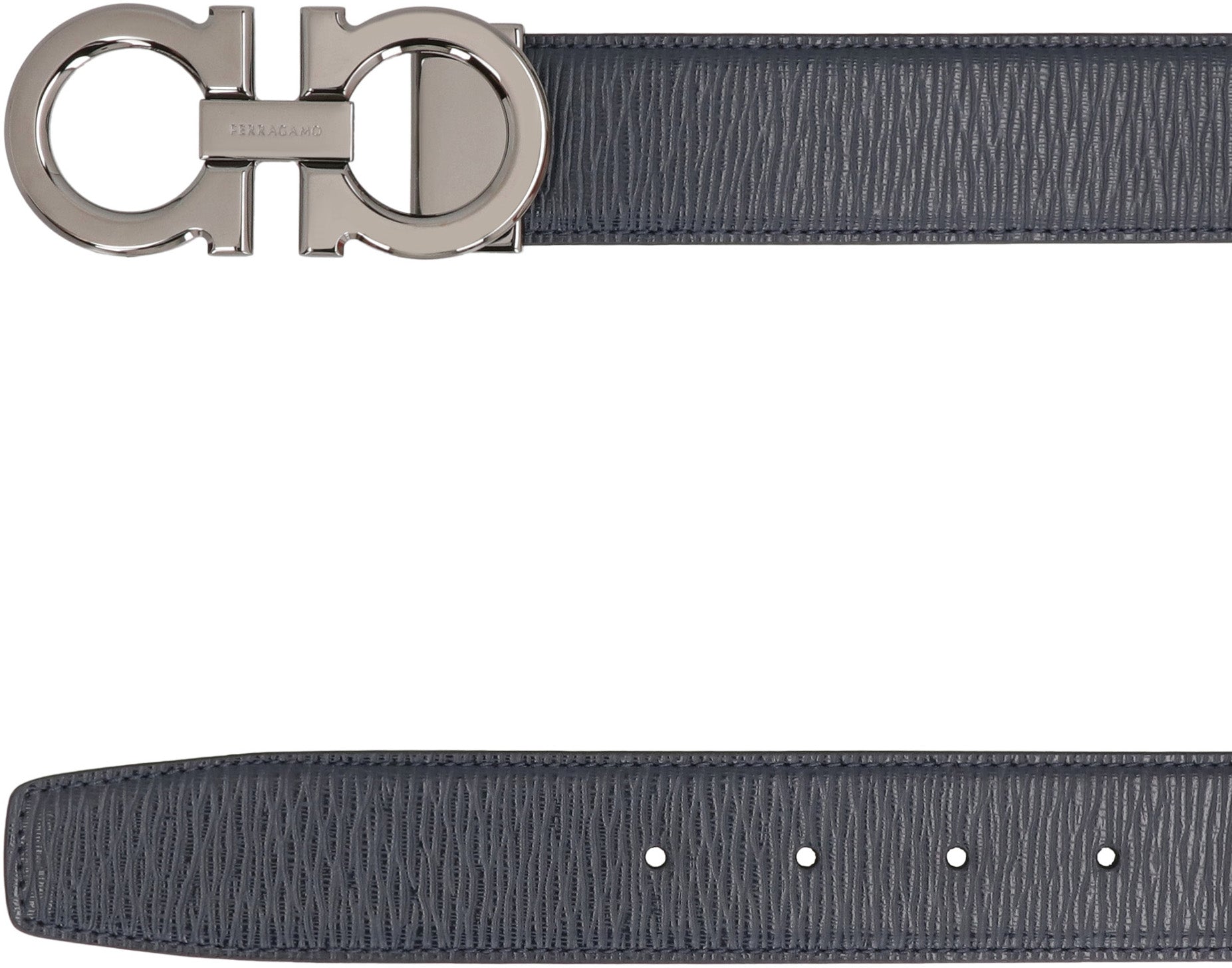 Ferragamo Gancini Hook Reversible Leather Belt - 9x4 cm Buckle
