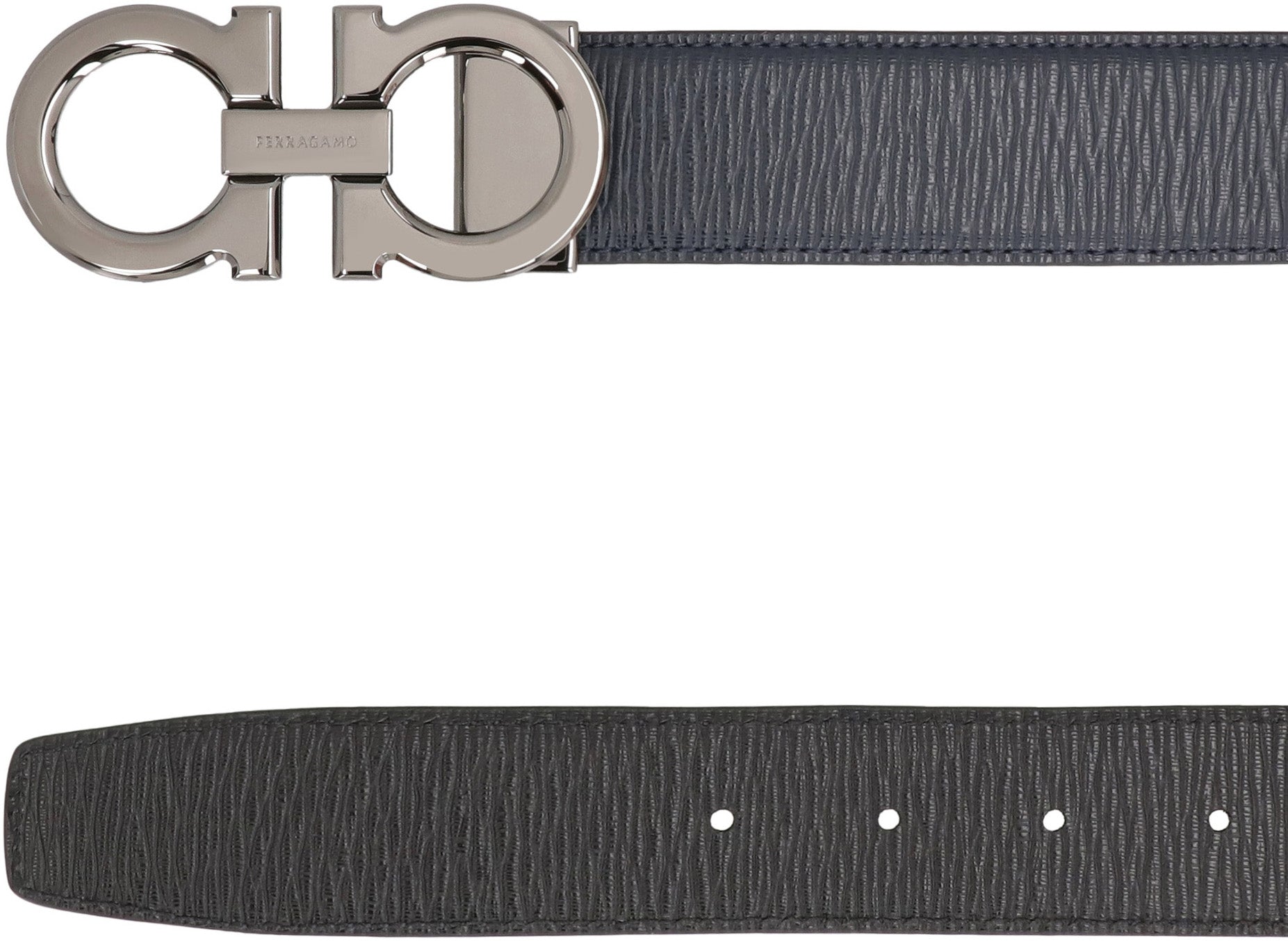 Ferragamo Gancini Hook Reversible Leather Belt - 9x4 cm Buckle