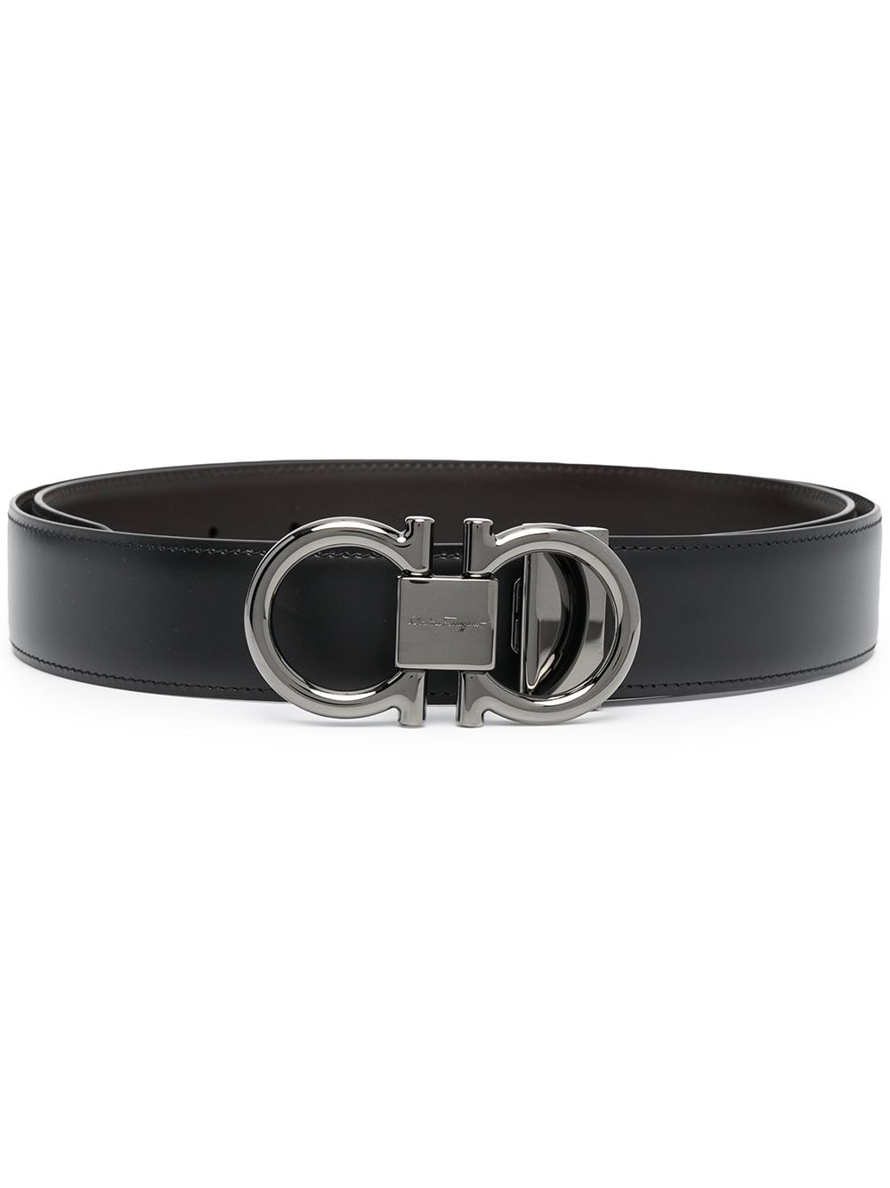 Ferragamo Gancini Hook Leather Belt - Adjustable Fit, Reversible