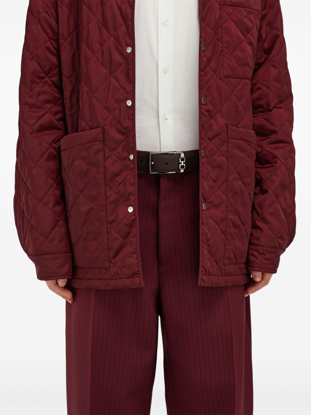 Ferragamo Grained Leather Gancini Hook Motif Reversible Belt