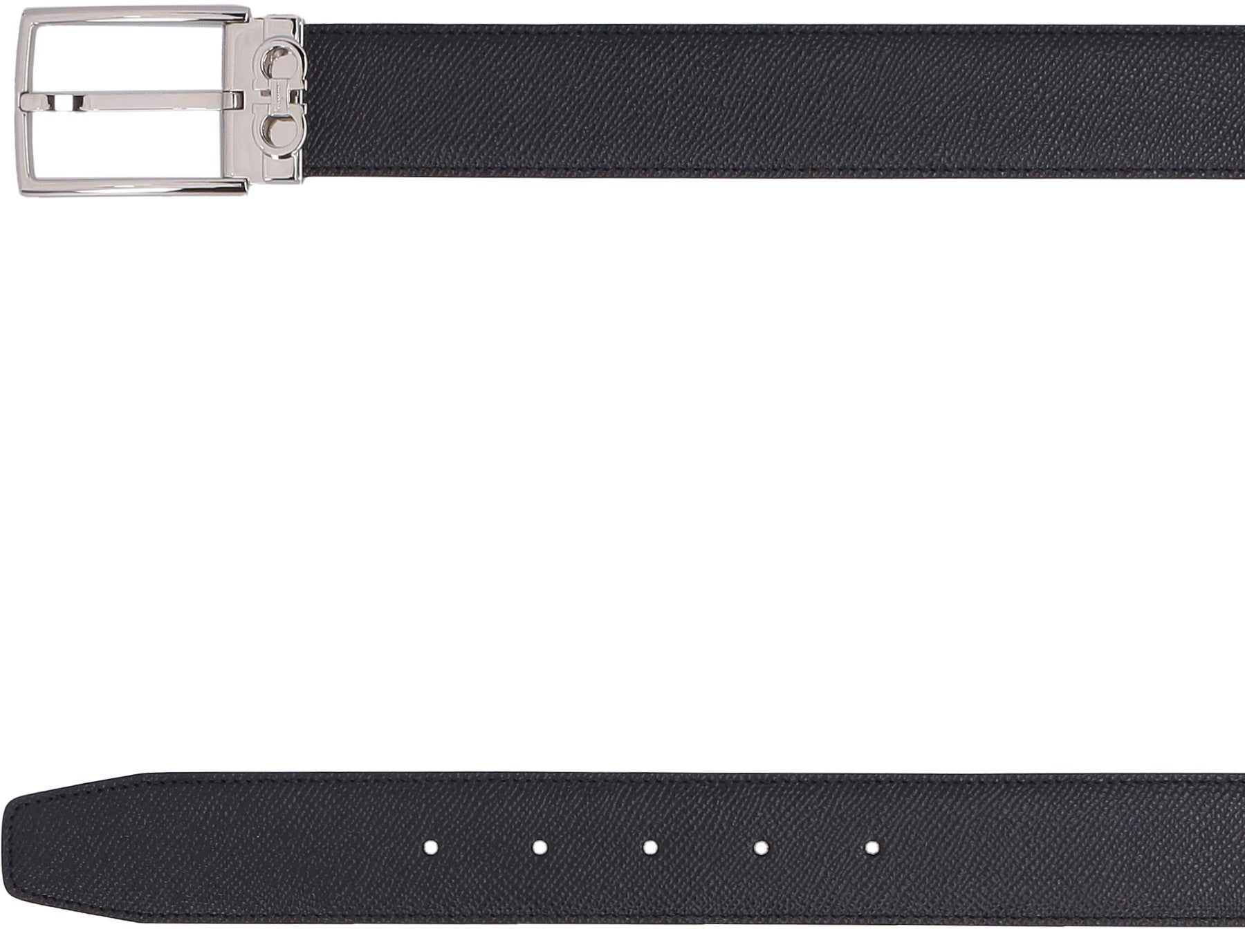 Ferragamo Reversible Leather Belt with Silver-Tone Metal Buckle - 3.5 cm Width