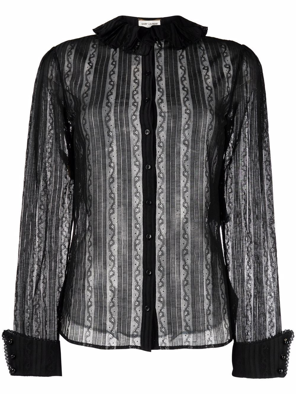 SAINT LAURENT Lace-Trimmed Blouse