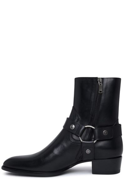 SAINT LAURENT Wyatt 40 Leather Ankle Boots