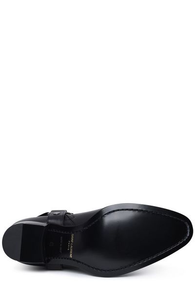 SAINT LAURENT Wyatt 40 Leather Ankle Boots