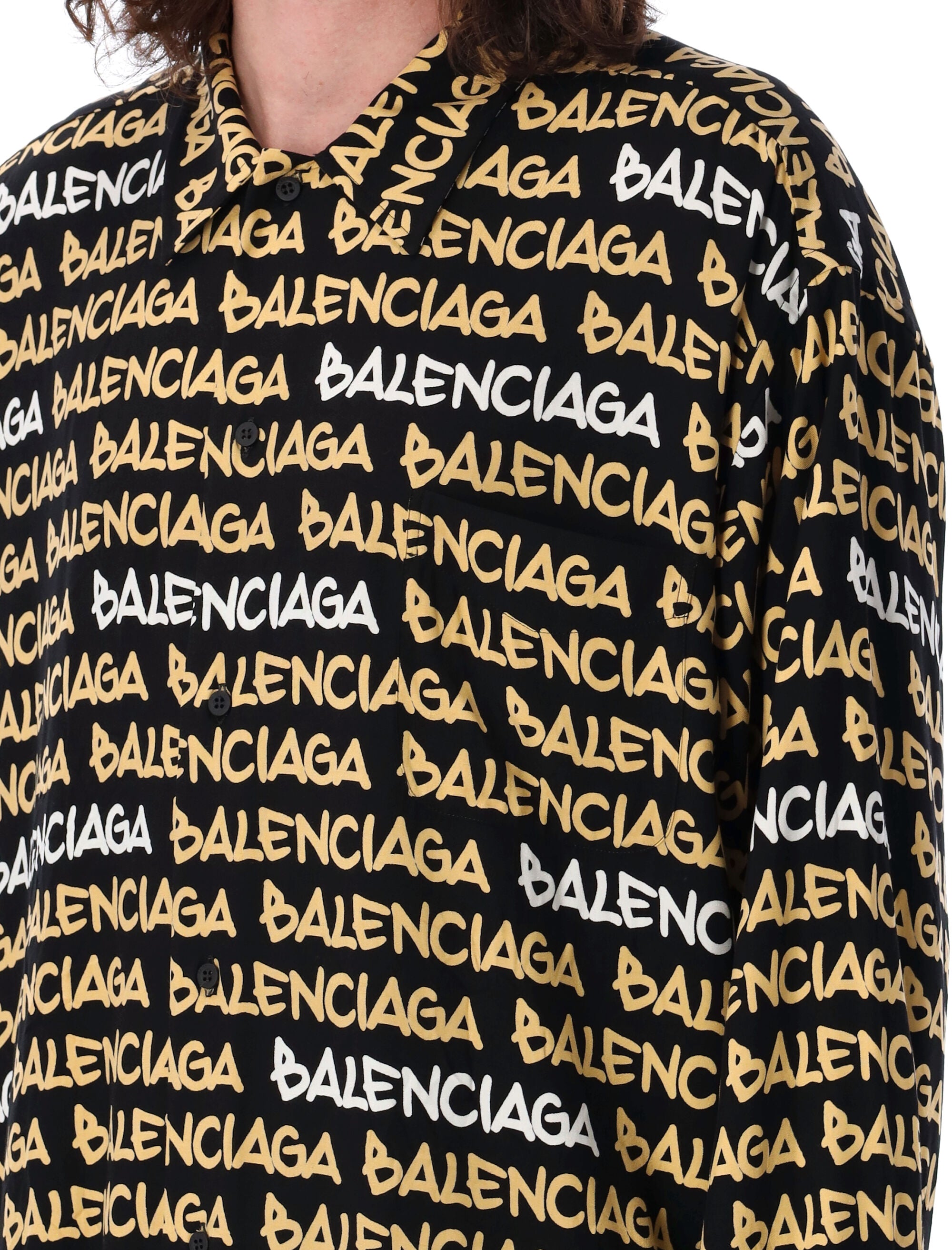 BALENCIAGA Oversized Logo Print Shirt - Size 39
