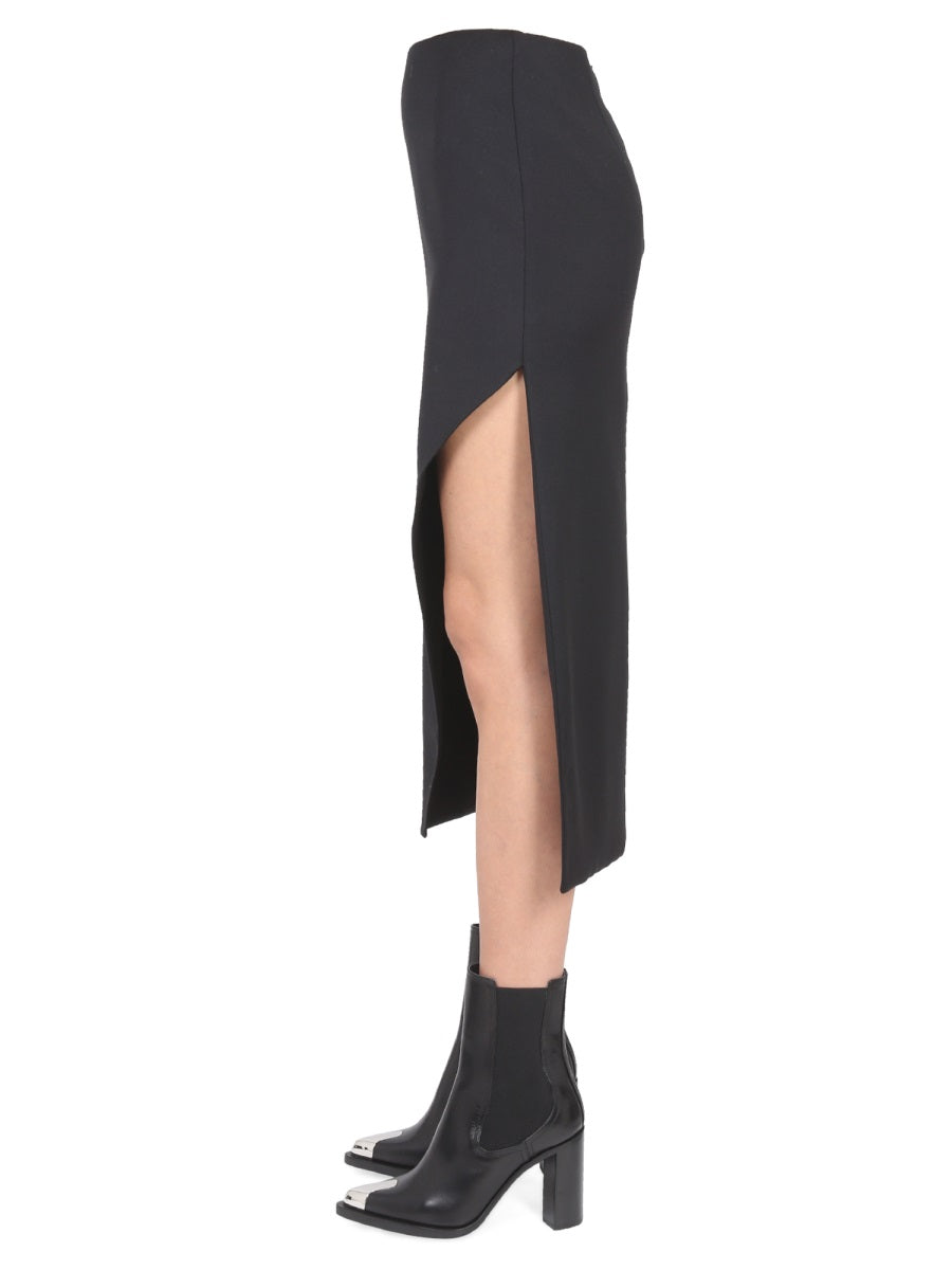 ALEXANDER McQUEEN Women's Wool and Mohair Mini Skirt with Wide Side Slit
