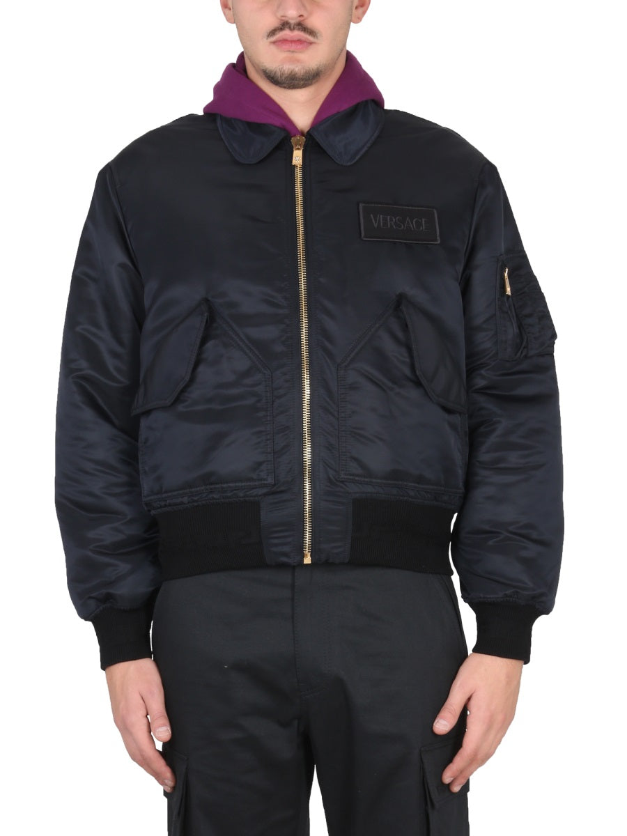 VERSACE Contemporary Bomber Jacket with Applied Logo