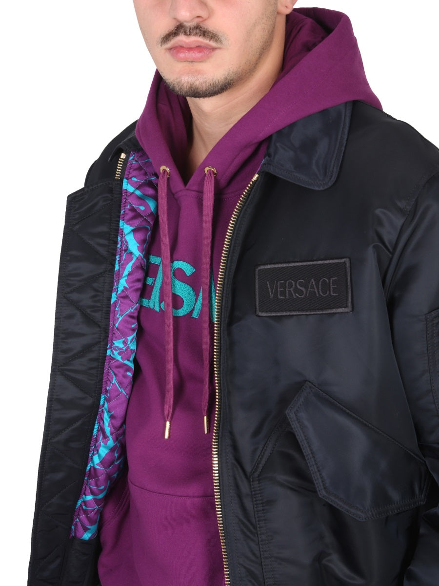 VERSACE Contemporary Bomber Jacket with Applied Logo