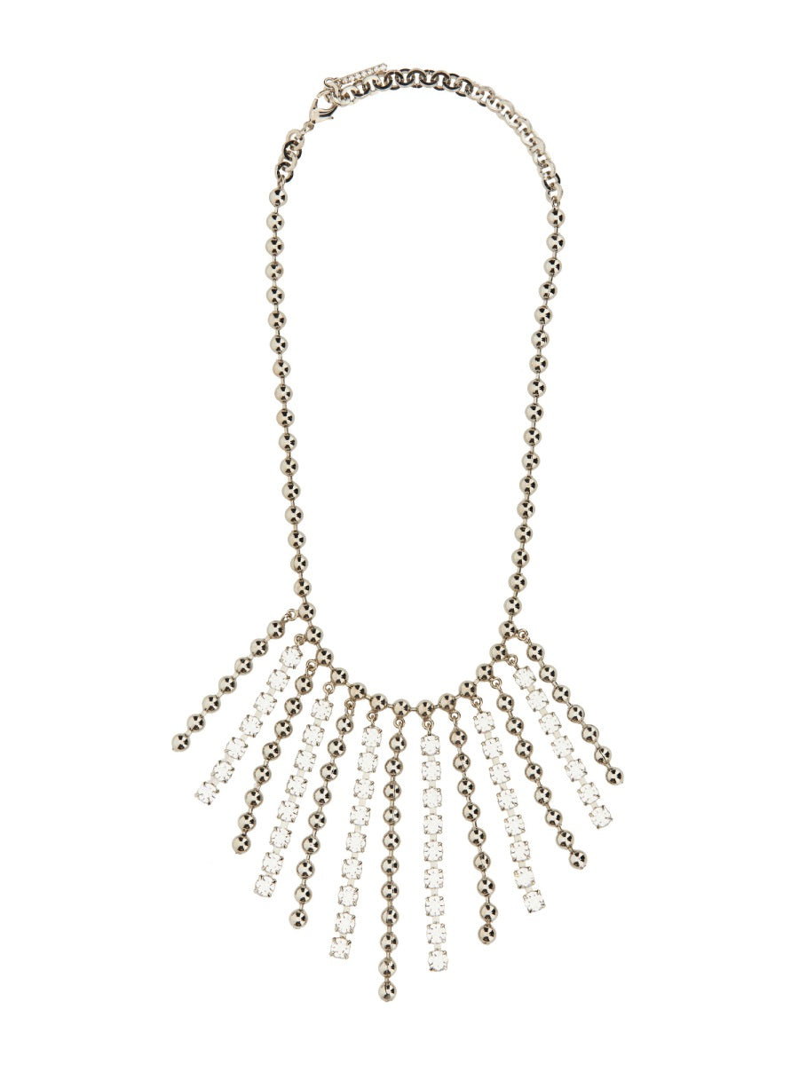 ALESSANDRA RICH Crystal and Chain Fringed Necklace
