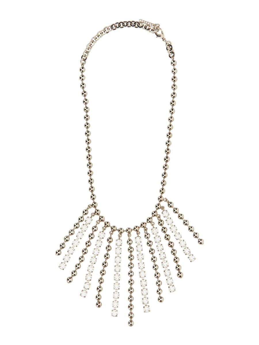 ALESSANDRA RICH Crystal and Chain Fringed Necklace