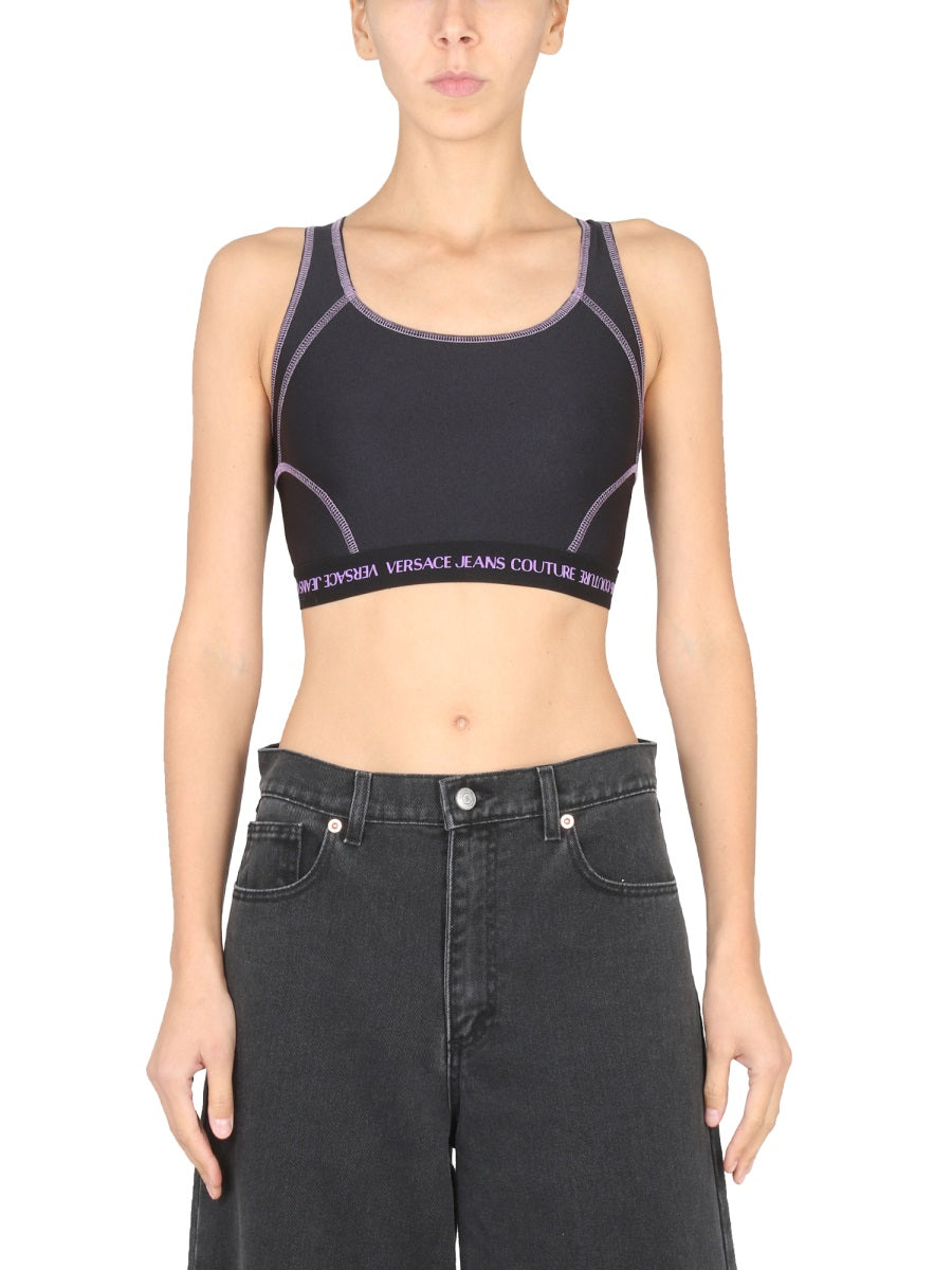 VERSACE JEANS COUTURE Crop Top with Logo Band for Women