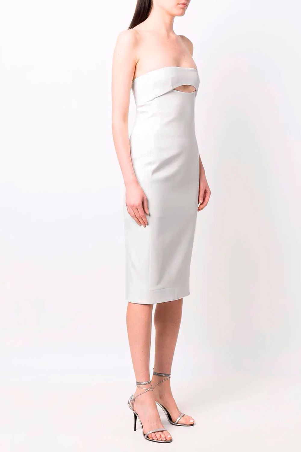 SAINT LAURENT Strapless Cut Out Midi Dress