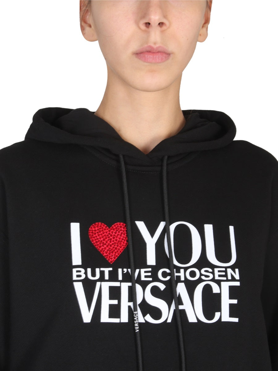 VERSACE I Love You Logo Hoodie Sweatshirt