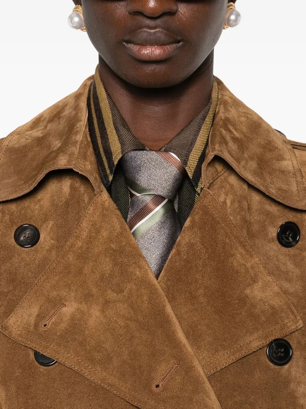 SAINT LAURENT Suede Trench Jacket - Size 38