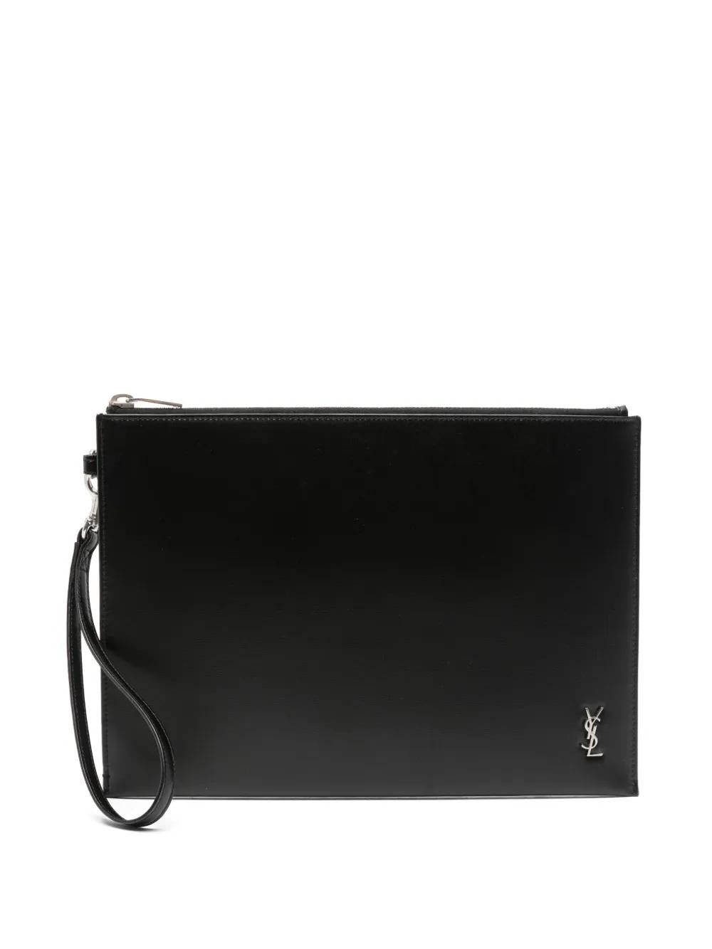 SAINT LAURENT Mini Leather Tablet Clutch - 21 CM X 29 CM